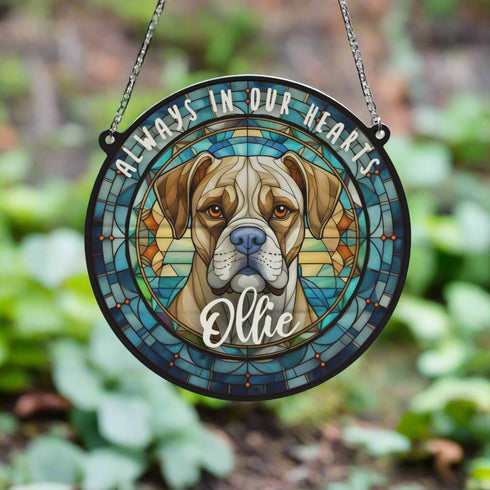 Boxer Memorial Stained Glass Effect Suncatcher